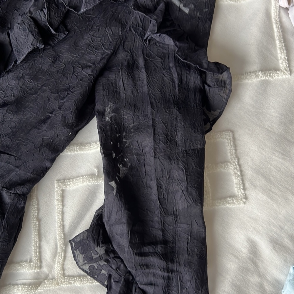 Blue Ruffle Sheer Blouse - Picture 2 of 6
